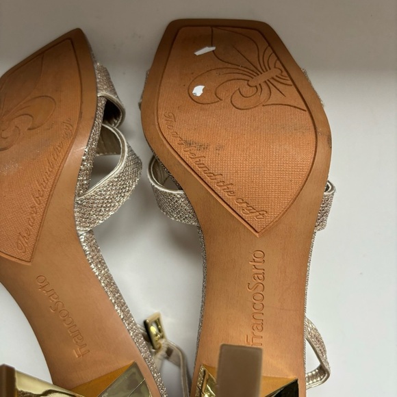 Franco Sarto Rania 2 Stiletto Cut-Out gold high heels Sz 7M - Picture 9 of 10